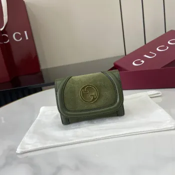 Gucci 818795 Gucci Blondie card case Suede leather Green