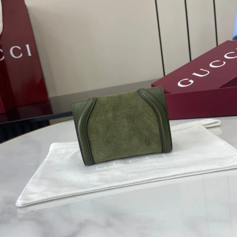 Gucci 818795 Gucci Blondie card case Suede leather Green