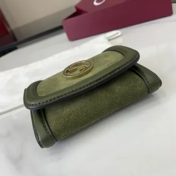 Gucci 818795 Gucci Blondie card case Suede leather Green