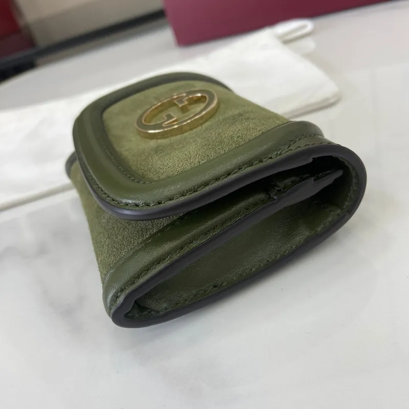 Gucci 818795 Gucci Blondie card case Suede leather Green
