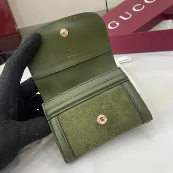 Gucci 818795 Gucci Blondie card case Suede leather Green