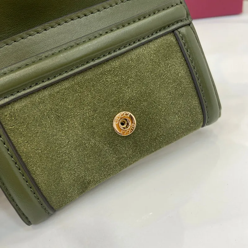 Gucci 818795 Gucci Blondie card case Suede leather Green