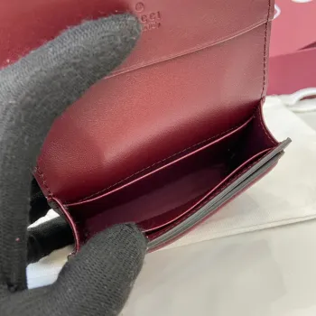 Gucci 818795 Gucci Blondie card case Suede leather Wine Red