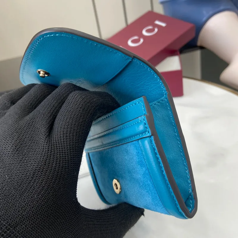 Gucci 818795 Gucci Blondie card case Suede leather Blue