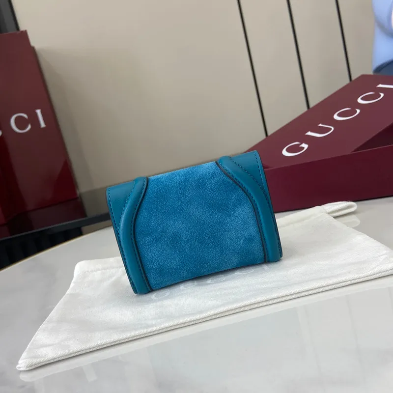 Gucci 818795 Gucci Blondie card case Suede leather Blue