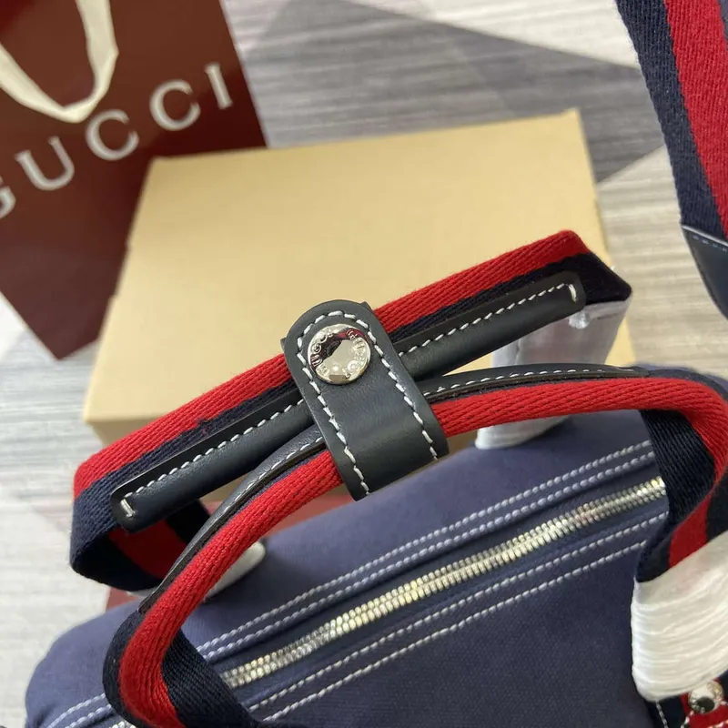Gucci 816865 Small Printed Canvas Duffle Bag Dark blue