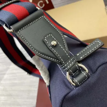 Gucci 816865 Small Printed Canvas Duffle Bag Dark blue