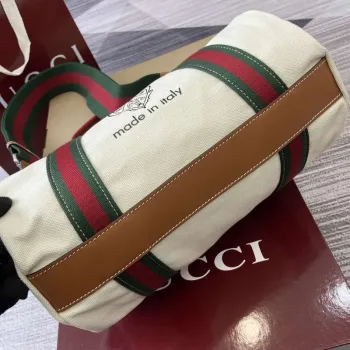 Gucci 816865 Small Printed Canvas Duffle Bag Off white