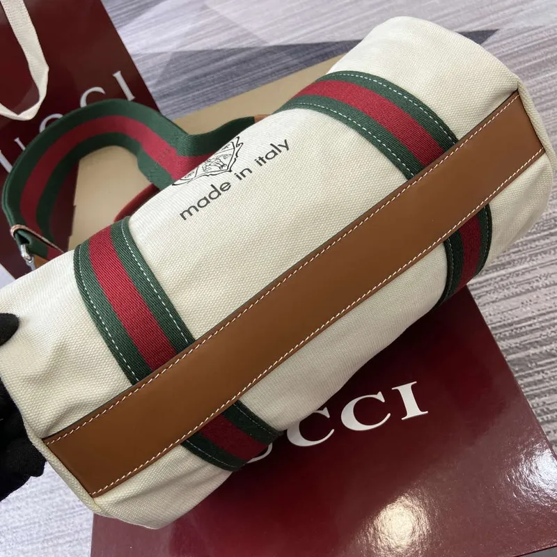 Gucci 816865 Small Printed Canvas Duffle Bag Off white