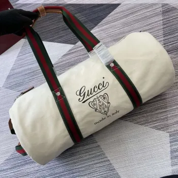 Gucci 816866 Large Printed Canvas Duffle Bag Off white