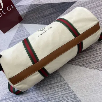 Gucci 816866 Large Printed Canvas Duffle Bag Off white