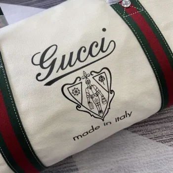 Gucci 816866 Large Printed Canvas Duffle Bag Off white