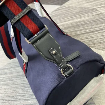 Gucci 816866 Large Printed Canvas Duffle Bag Dark Blue