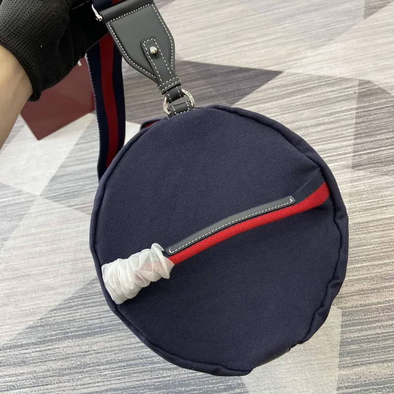 Gucci 816866 Large Printed Canvas Duffle Bag Dark Blue