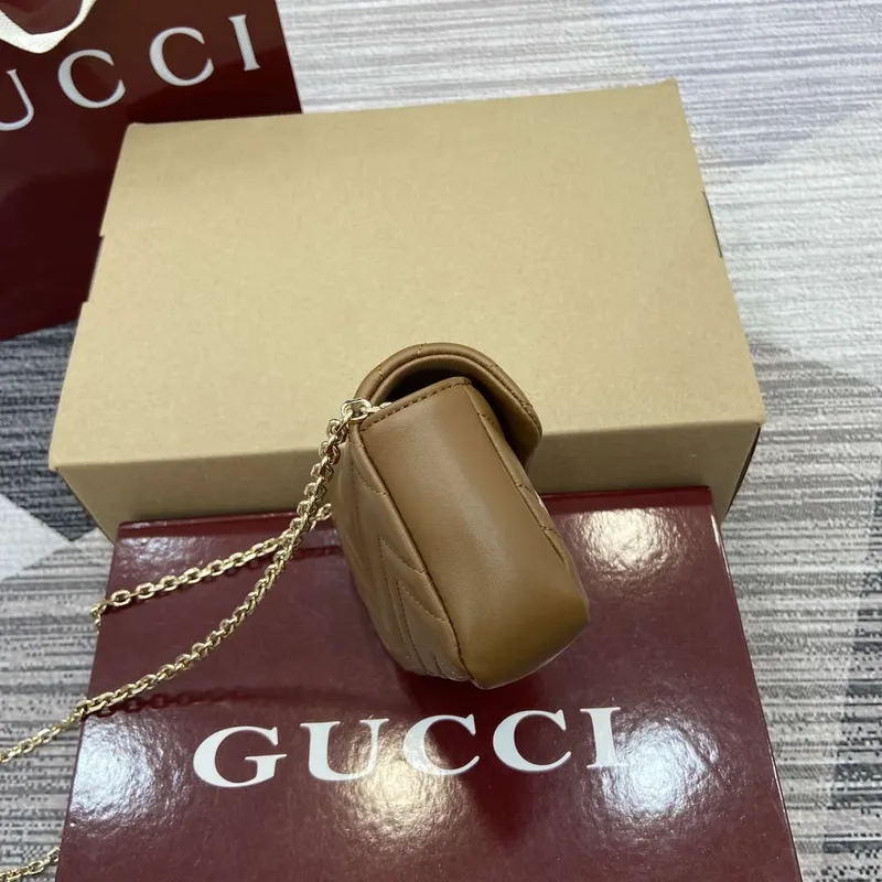 Gucci 841290 GG Marmont Mini Shoulder Bag Brown