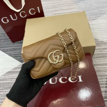 Gucci 841290 GG Marmont Mini Shoulder Bag Brown