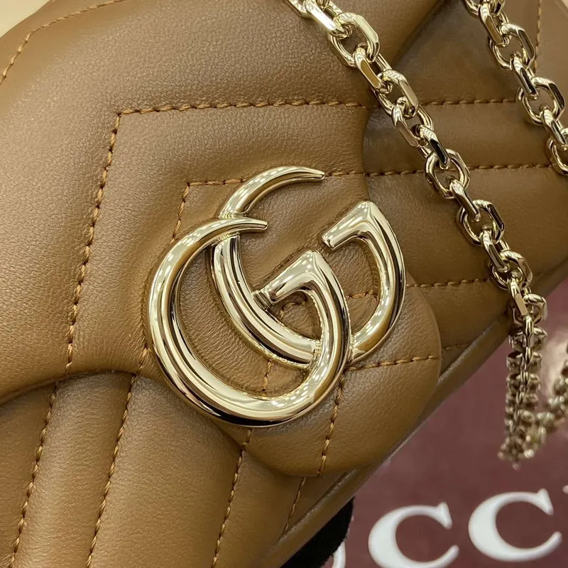 Gucci 841290 GG Marmont Mini Shoulder Bag Brown