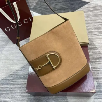 Gucci 833660 Gucci 73 Medium Bucket Bag Brown Suede