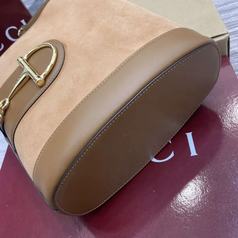Gucci 833660 Gucci 73 Medium Bucket Bag Brown Suede