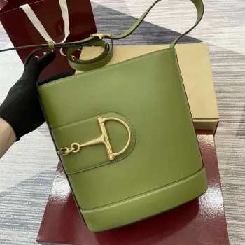 Gucci 833660 Gucci 73 Medium Bucket Bag Green smooth leather