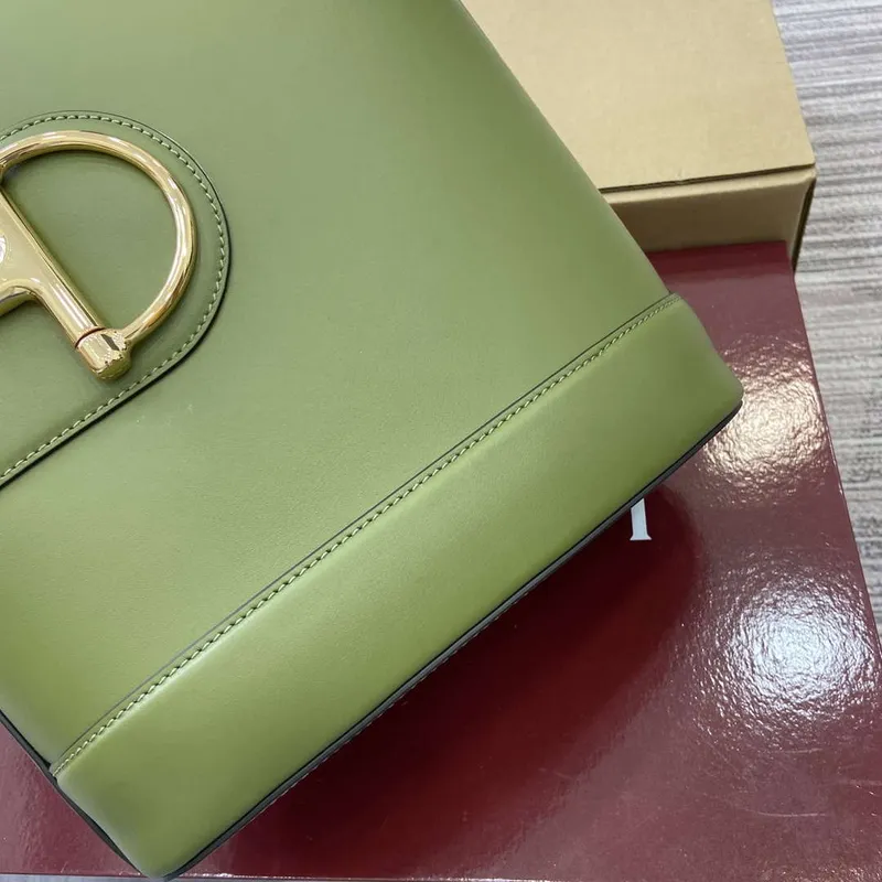 Gucci 833660 Gucci 73 Medium Bucket Bag Green smooth leather