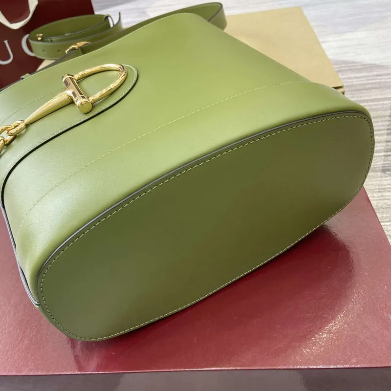 Gucci 833660 Gucci 73 Medium Bucket Bag Green smooth leather