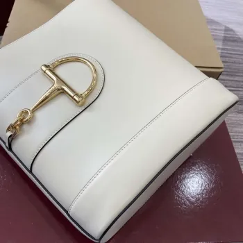 Gucci 833660 Gucci 73 Medium Bucket Bag White smooth leather