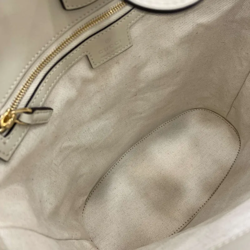 Gucci 833660 Gucci 73 Medium Bucket Bag White smooth leather