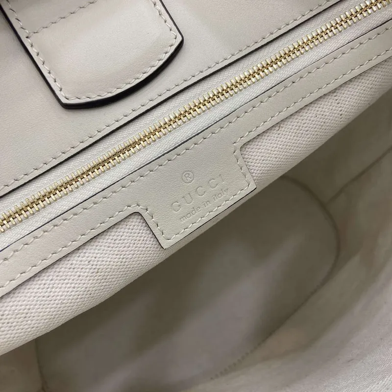 Gucci 833660 Gucci 73 Medium Bucket Bag White smooth leather