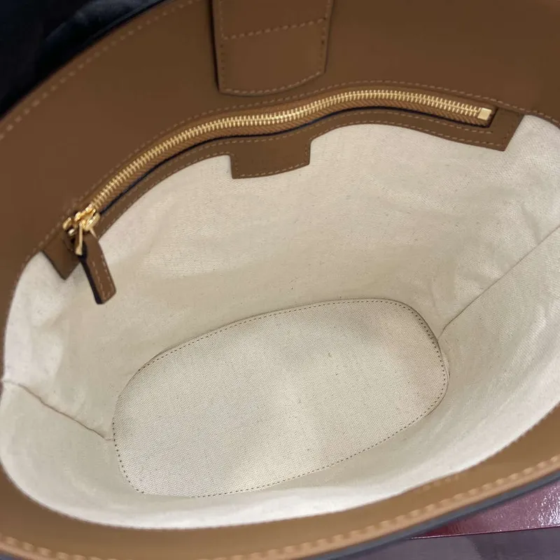 Gucci 833660 Gucci 73 Medium Bucket Bag Brown smooth leather