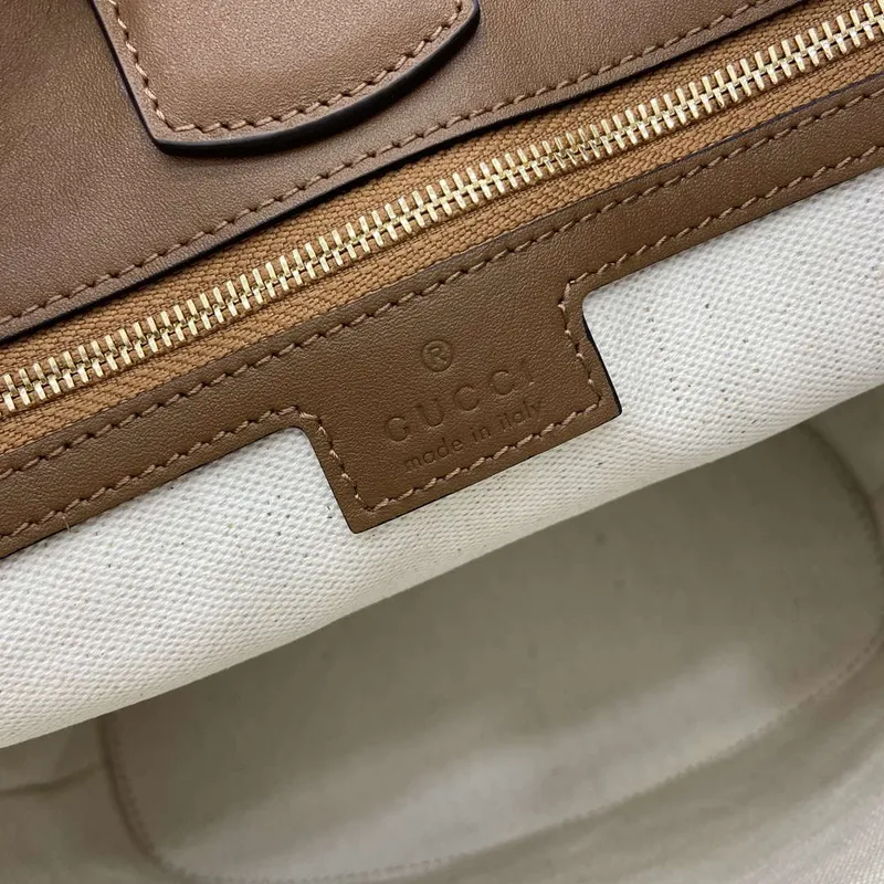 Gucci 833660 Gucci 73 Medium Bucket Bag Brown smooth leather