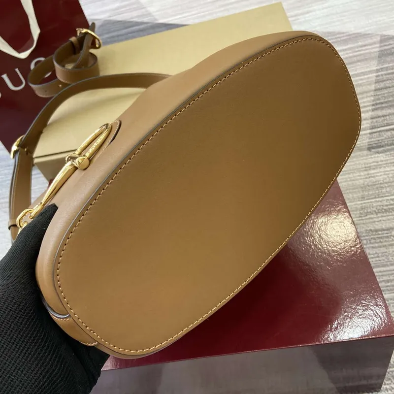 Gucci 833660 Gucci 73 Medium Bucket Bag Brown smooth leather