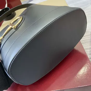 Gucci 833660 Gucci 73 Medium Bucket Bag Black smooth leather