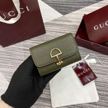 Gucci 828148 Gucci Softbit Card Case Dark Green