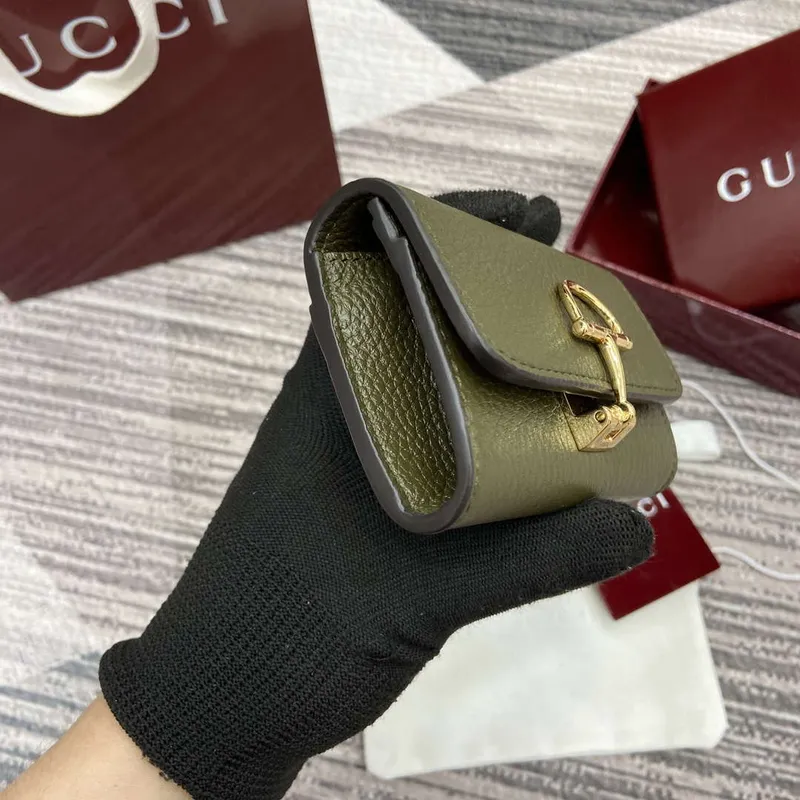 Gucci 828148 Gucci Softbit Card Case Dark Green