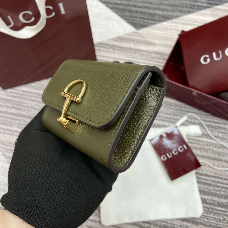 Gucci 828148 Gucci Softbit Card Case Dark Green