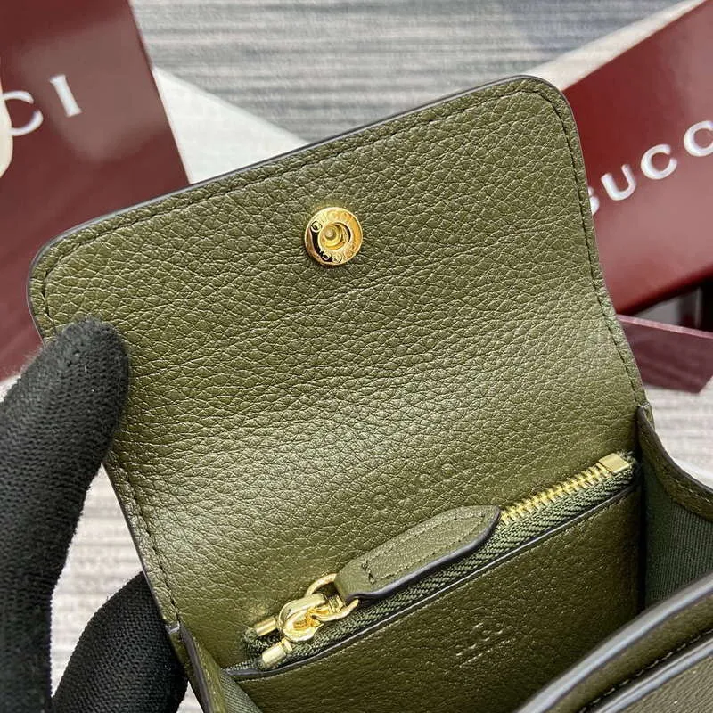 Gucci 828148 Gucci Softbit Card Case Dark Green