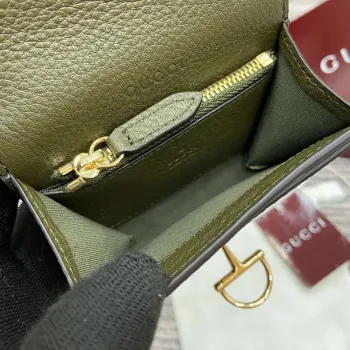 Gucci 828148 Gucci Softbit Card Case Dark Green