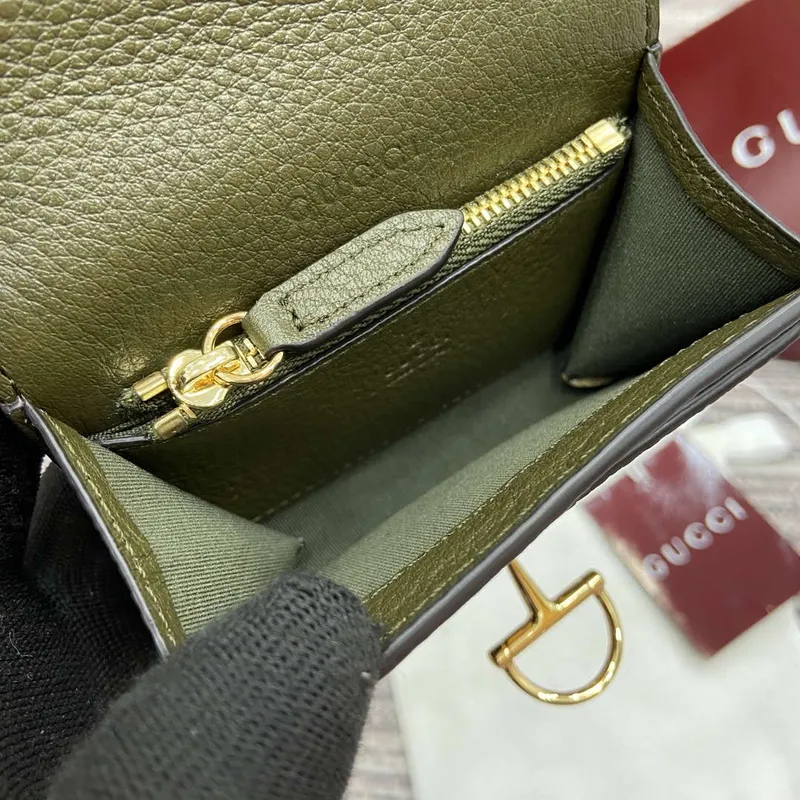 Gucci 828148 Gucci Softbit Card Case Dark Green