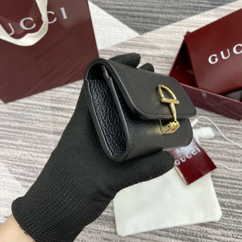 Gucci 828148 Gucci Softbit Card Case Black