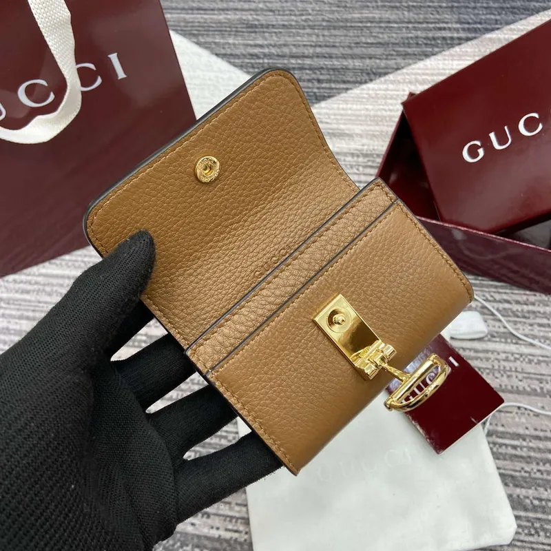 Gucci 828148 Gucci Softbit Card Case Brown