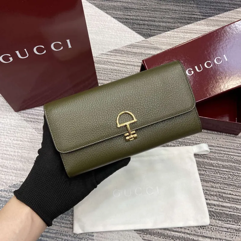Gucci 828147 Gucci Softbit Continental Wallet Dark Green