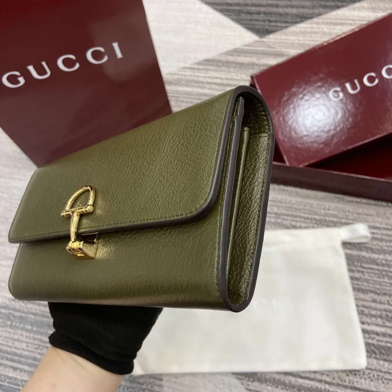 Gucci 828147 Gucci Softbit Continental Wallet Dark Green