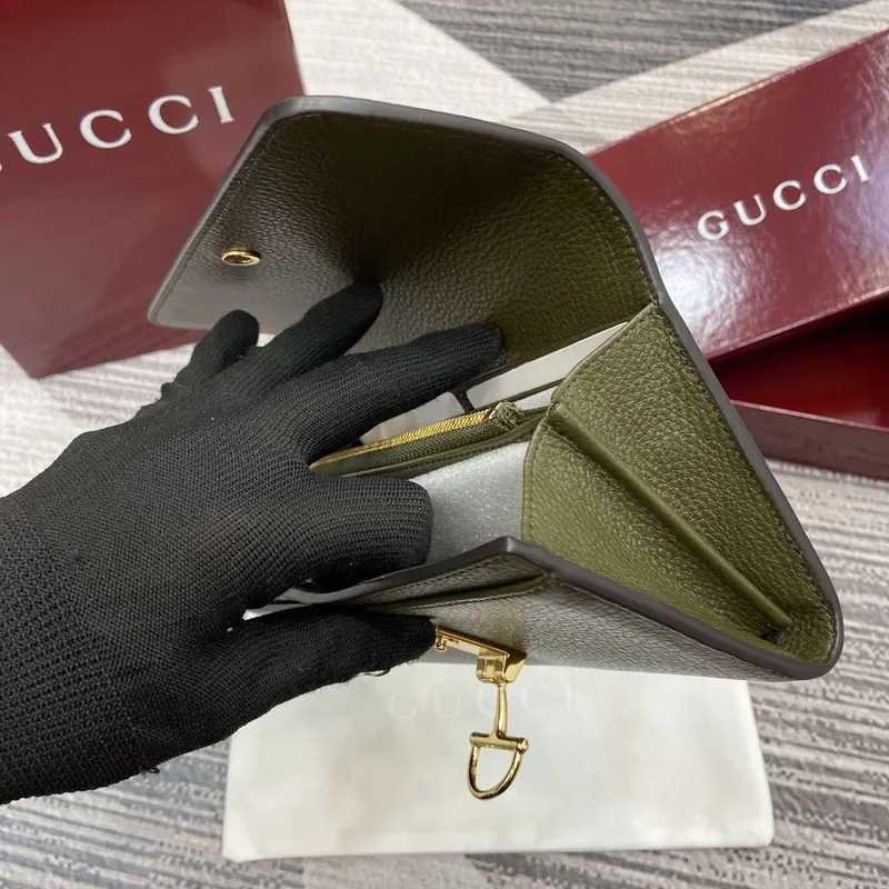 Gucci 828147 Gucci Softbit Continental Wallet Dark Green