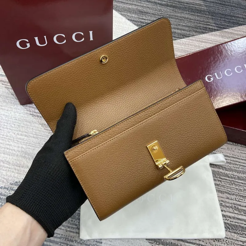 Gucci 828147 Gucci Softbit Continental Wallet Brown