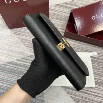 Gucci 828147 Gucci Softbit Continental Wallet Black