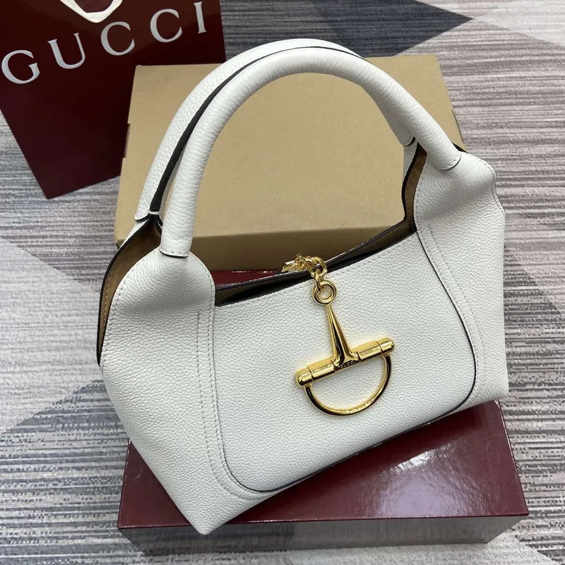 Gucci 837467 Gucci Softbit Medium Top Handle Bag White