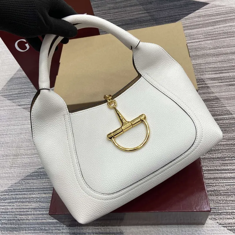 Gucci 837467 Gucci Softbit Medium Top Handle Bag White