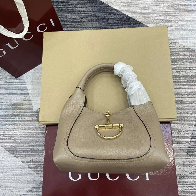 Gucci 837467 Gucci Softbit Medium Top Handle Bag Taupe grainy