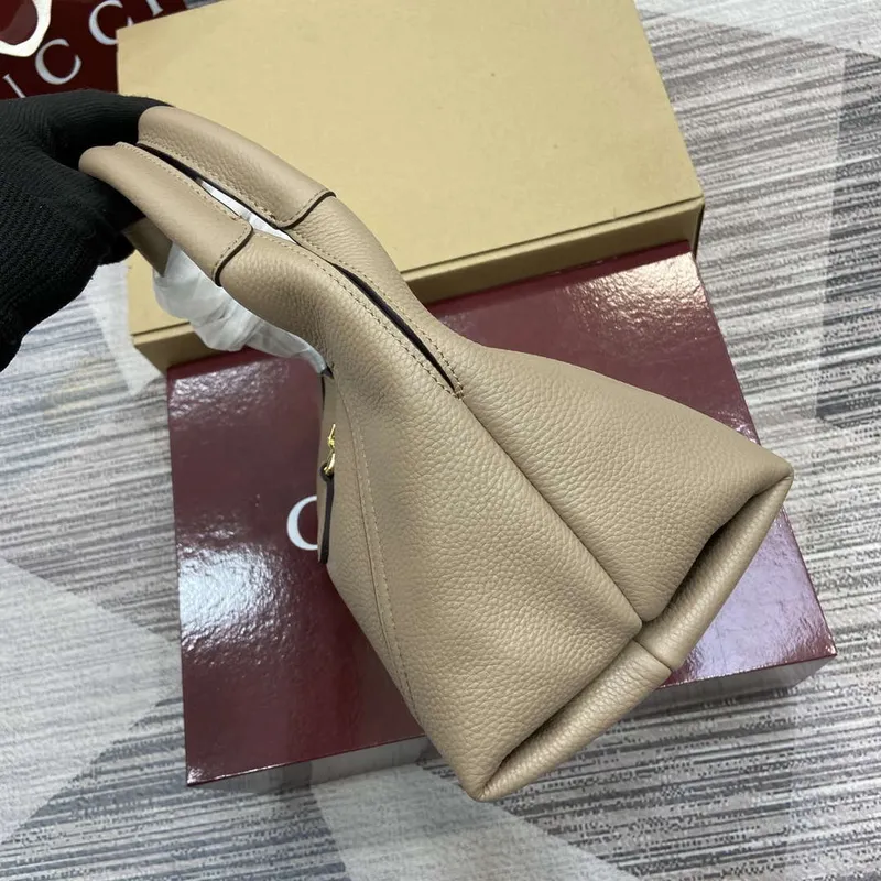 Gucci 837467 Gucci Softbit Medium Top Handle Bag Taupe grainy